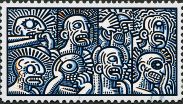 Digital Arts titled "STAMP-X 020" by Karavix, Original Artwork, AI generated image