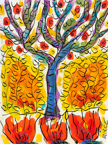 Painting titled "Jardin d'Eden" by Jean Mirre, Original Artwork, Oil