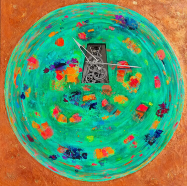 Cœur d'Opale horloge mécanique Eiffel Manufacture Vuillemin Drawing titled "Cœur d'Opale horlog…" by Nathalie Fernandes (Natys), Original Artwork, Acrylic Mounted on Wood Stretcher fra…