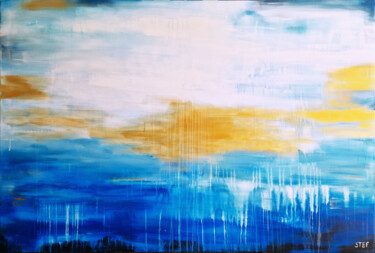 Schilderij getiteld "FLOATING GOLD #9 -…" door Stefanie Rogge, Origineel Kunstwerk, Acryl
