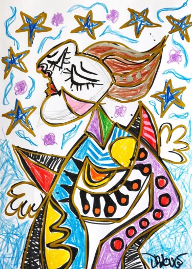 Dreaming woman ( Artist's proof ) - ( Tribute to Picasso ) Pintura intitulada "Dreaming woman ( Ar…" por Dr. Love, Obras de arte originais, Pastel