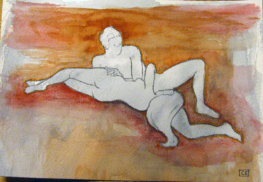 图画 标题为“Erotic Watercolor I…” 由Christian Envall, 原创艺术品, 水彩