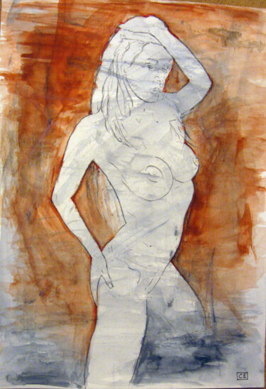 图画 标题为“Woman in Watercolor” 由Christian Envall, 原创艺术品, 水彩