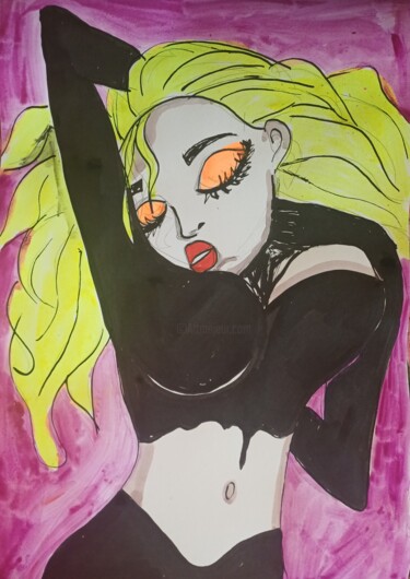 Tekening getiteld "Call girl" door Ashton Knighting, Origineel Kunstwerk, Inkt