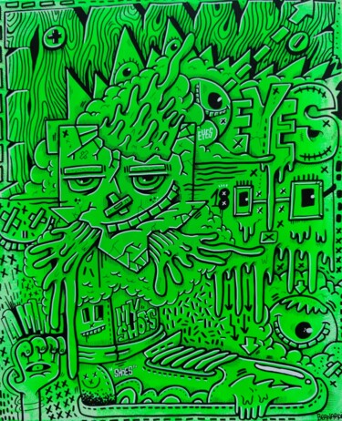 Peinture intitulée "Green zone" par Alexis Bernardi, Œuvre d'art originale, Acrylique Monté sur Châssis en bois