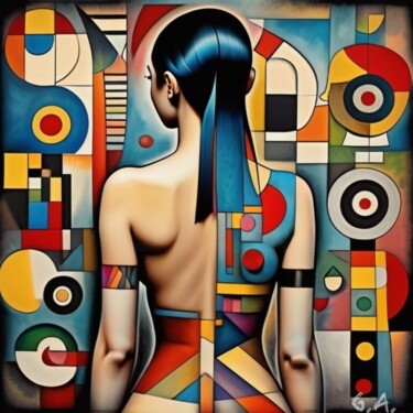 Cubist Mysterious Woman 1 Arte digitale intitolato "Cubist Mysterious W…" da Gaboriau Gérald, Opera d'arte originale, Pittura digitale