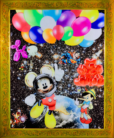 Peinture intitulée "To the Moon" par Diederik Van Apple, Œuvre d'art originale, Résine Monté sur Aluminium