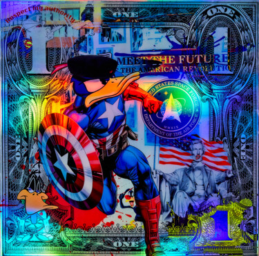 Peinture intitulée "Future Hero Hologram" par Diederik Van Apple, Œuvre d'art originale, Résine