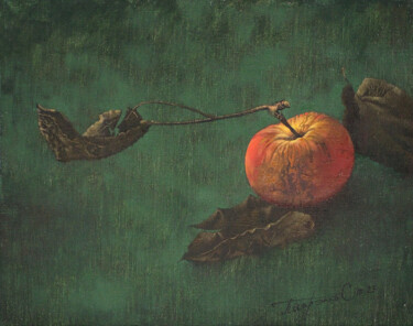 Ζωγραφική με τίτλο "Red apple" από Sergej Pisarenko, Αυθεντικά έργα τέχνης, Λάδι Τοποθετήθηκε στο Ξύλινο φορείο σκελετό