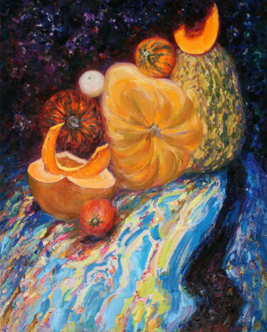 Pittura intitolato "The moon has risen" da Leonid Pavlenko, Opera d'arte originale, Olio Montato su Telaio per barella in le…