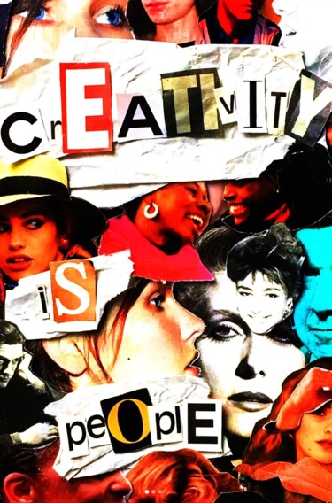 Collages intitulée "Creativity is People" par Juliet Bowi, Œuvre d'art originale, Collages Monté sur Carton