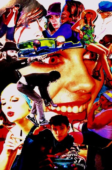 Collages getiteld "Beautiful People" door Juliet Bowi, Origineel Kunstwerk, Collages Gemonteerd op Karton
