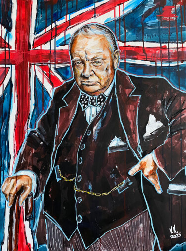 Peinture intitulée "Sir Winston Churchi…" par Volodymyr Nezdiimynoha, Œuvre d'art originale, Acrylique Monté sur Châssis en…