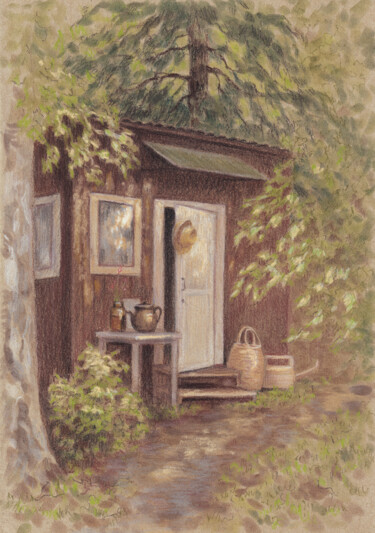 The Summer House 제목이 "The Summer House"인 그림 Sundra로, 원작, 파스텔