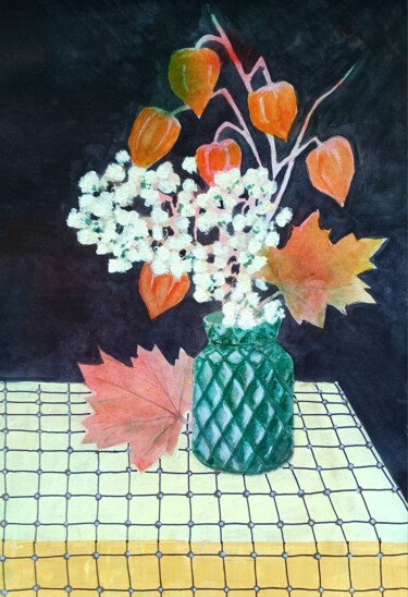 Desenho intitulada "Autumn black" por Svetlana Ermolina, Obras de arte originais, Aquarela