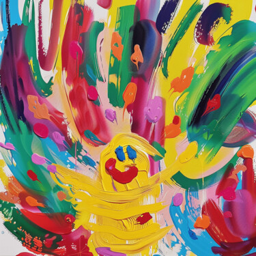 Schilderij getiteld "Jerry" door Kristina Kalle, Origineel Kunstwerk, Acryl Gemonteerd op Frame voor houten brancard