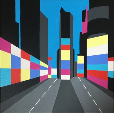 Pittura intitolato "Times Square de jour" da Odile Raoul, Opera d'arte originale, Acrilico Montato su Telaio per barella in…
