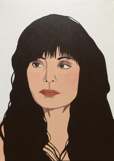 Schilderij getiteld "Marie Trintignant" door Odile Raoul, Origineel Kunstwerk, Acryl Gemonteerd op Frame voor houten brancard