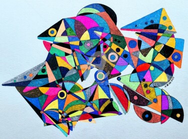 Drawing titled "INGRANAGGIO  ( 2025…" by Giovanni Battista Cau, Original Artwork, Gel pen