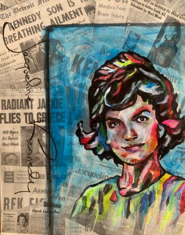 Collages intitulée "Jackie O." par Artseeker Artists, Œuvre d'art originale, Collages Monté sur Châssis en bois