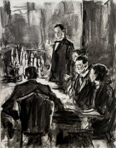 Disegno intitolato "The faux pas." da Victoria General, Opera d'arte originale, Carbone
