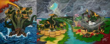 Pittura intitolato "Yamata no Orochi" da Almas Djabar, Opera d'arte originale, Acrilico