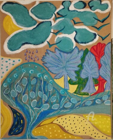 Peinture intitulée "L'eau vivante" par Magda Hoibian, Œuvre d'art originale, Acrylique Monté sur Châssis en bois