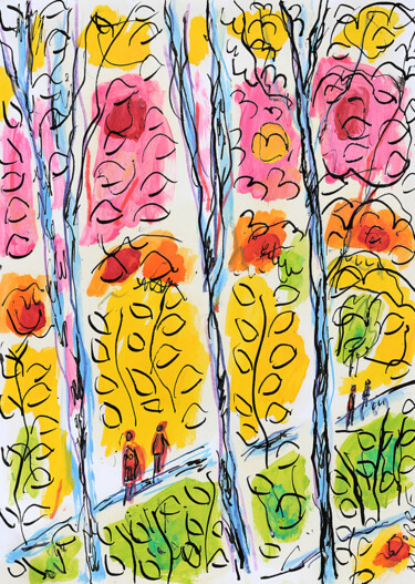 Peinture intitulée "Paséo1" par Jean Mirre, Œuvre d'art originale, Huile