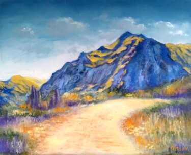 Road to the Peaks - Sunlit Slope Pittura intitolato "Road to the Peaks -…" da Larisa Sidorova (Alsi), Opera d'arte originale, Olio Montato su Cartone