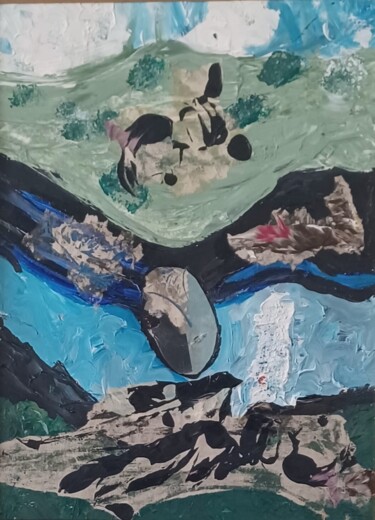 Painting titled "Montagne Campagne R…" by Serge Maronese, Original Artwork, Acrylic