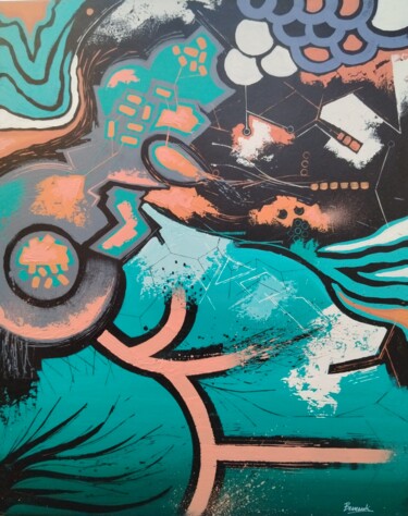 Painting titled "Wolf" by Alexis Bernardi, Original Artwork, Acrylic Mounted on Wood Stretcher frame