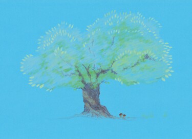 Drawing titled "Arbre aux champigno…" by Catherine Janniaud, Original Artwork, Pencil Mounted on Cardboard