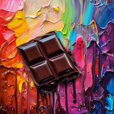 Arts numériques intitulée "Silky Cocoa Waves w…" par Lucy Moon, Œuvre d'art originale, Acrylique