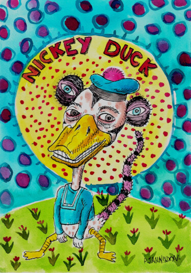 Рисунок под названием "Nickey Duck" - Patrick Jannin, Подлинное произведение искусства, Чернила