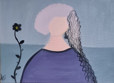 Pittura intitolato "Black flower" da Sara Safaei, Opera d'arte originale, Acrilico