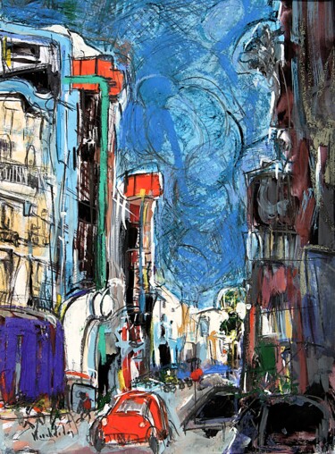 Картина под названием "Paris Beaubourg" - Hervé Marchelidon, Подлинное произведение искусства, Гуашь Установлен на картон
