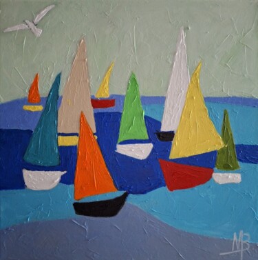 Schilderij getiteld "Chavire mon coeur" door Marie Bony, Origineel Kunstwerk, Acryl Gemonteerd op Frame voor houten brancard