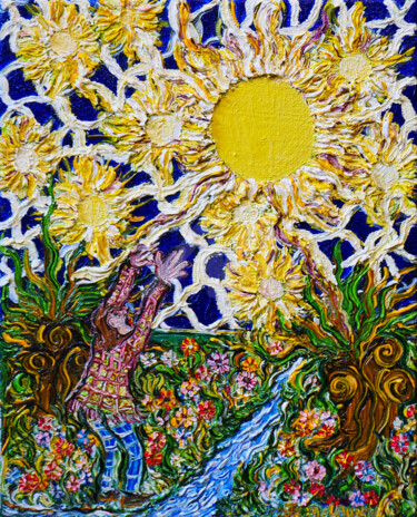 Ζωγραφική με τίτλο ""Haut soleil"" από Jean Christophe Delaunoy, Αυθεντικά έργα τέχνης, Λάδι Τοποθετήθηκε στο Ξύλινο φορείο…