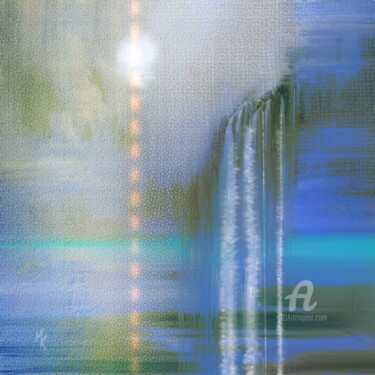 Printmaking titled "Waterfall" by Marine K. Colibri, Original Artwork, Digital Print