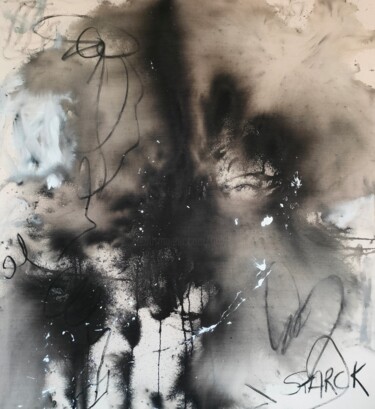 Painting titled "Black Swan" by Emily Starck, Original Artwork, Ink Mounted on Wood Stretcher frame