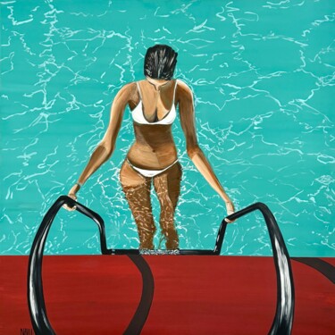 Schilderij getiteld "LEVEL UP" door Nathalie Blu, Origineel Kunstwerk, Acryl Gemonteerd op Frame voor houten brancard