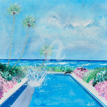 Painting titled "LA PISCINE" by Florence Autelin, Original Artwork, Acrylic