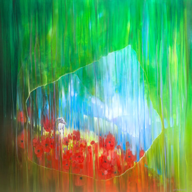 Schilderij getiteld "The White Horse Por…" door Gill Bustamante, Origineel Kunstwerk, Olie Gemonteerd op Frame voor houten b…