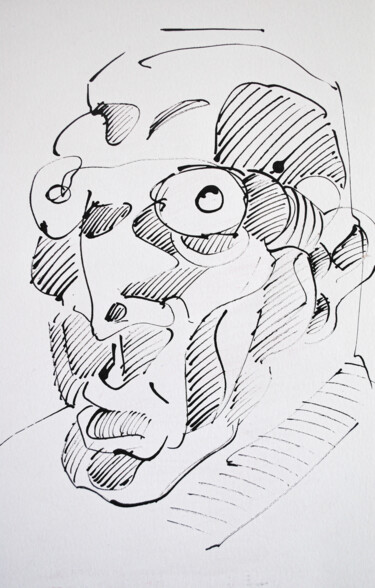 Disegno intitolato ""A paranoid is some…" da Vicente Occhionero, Opera d'arte originale, Inchiostro Montato su Pannello di l…