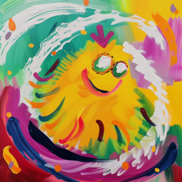 Schilderij getiteld "Jinhew" door Kristina Kalle, Origineel Kunstwerk, Acryl Gemonteerd op Frame voor houten brancard