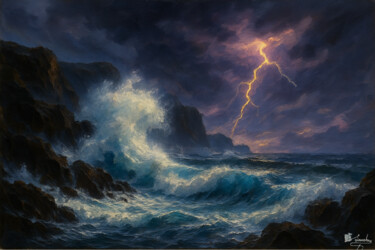 Peinture intitulée "Furia Marina" par Elio Segundo Sanchez, Œuvre d'art originale, Huile