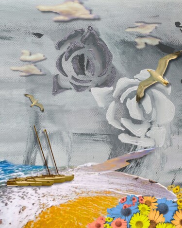 Digital Arts titled "Blumenmeer" by Kristin Reinberg, Original Artwork, Digital Collage