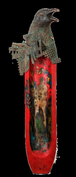 Geriye Kalan Scultura intitolato "Geriye Kalan" da Tamer Aydin, Opera d'arte originale, Bronzo Montato su Pannello di legno