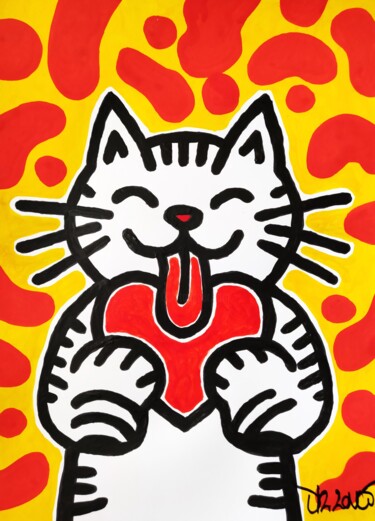 绘画 标题为“Love cat” 由Dr. Love, 原创艺术品, 丙烯