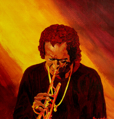 Schilderij getiteld "Sir Miles Davis" door Anthony Dunphy, Origineel Kunstwerk, Acryl